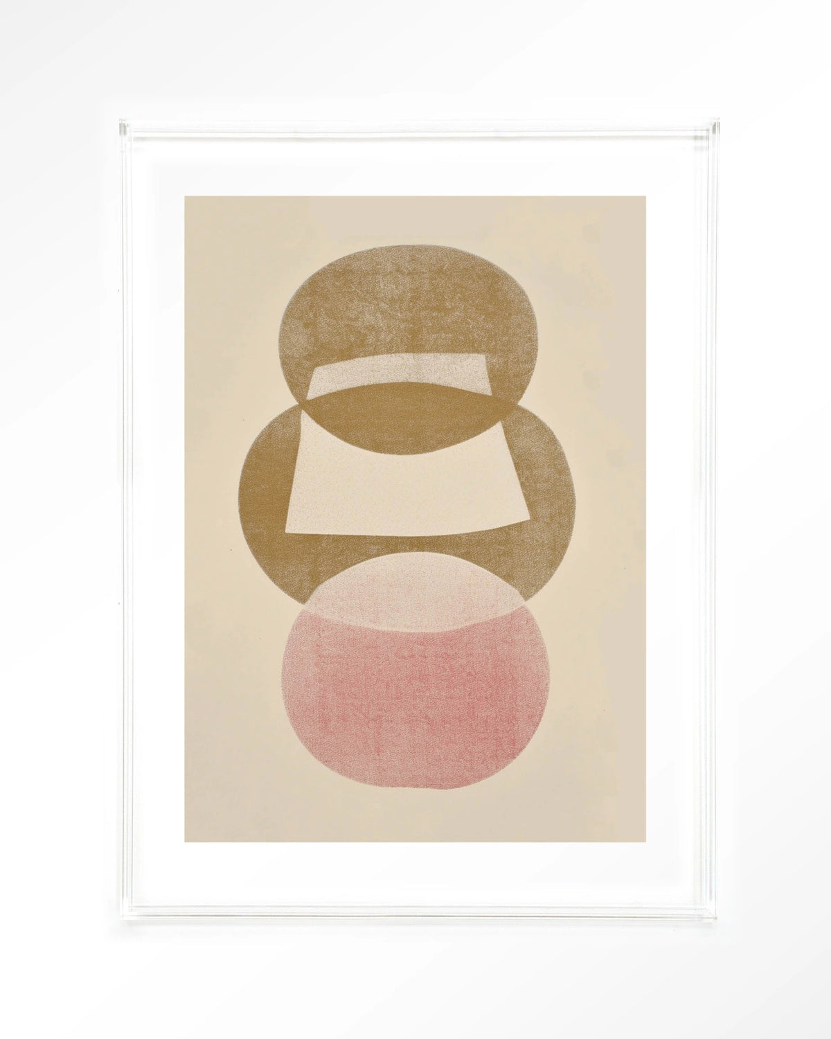 Figuras 1 – abstract in beige en roze – Art print – Acryl doorzichtig