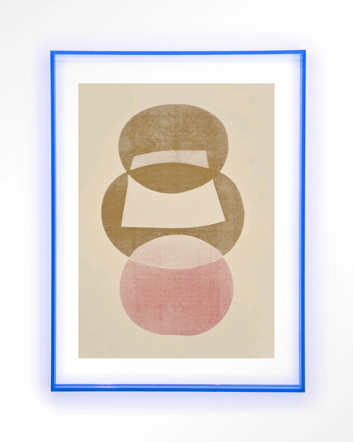Figuras 1 – abstract in beige en roze – Art print – Acryl lichtblauw