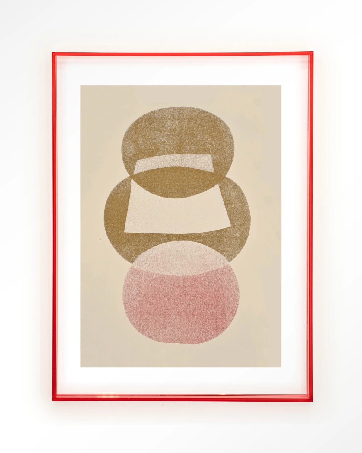 Figuras 1 – abstract in beige en roze – Art print – Acryl roze