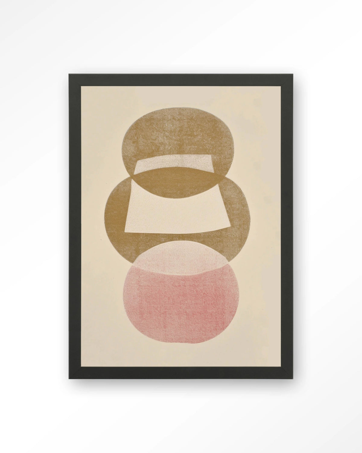 Figuras 1 – abstract in beige en roze – Art print – Hout zwart