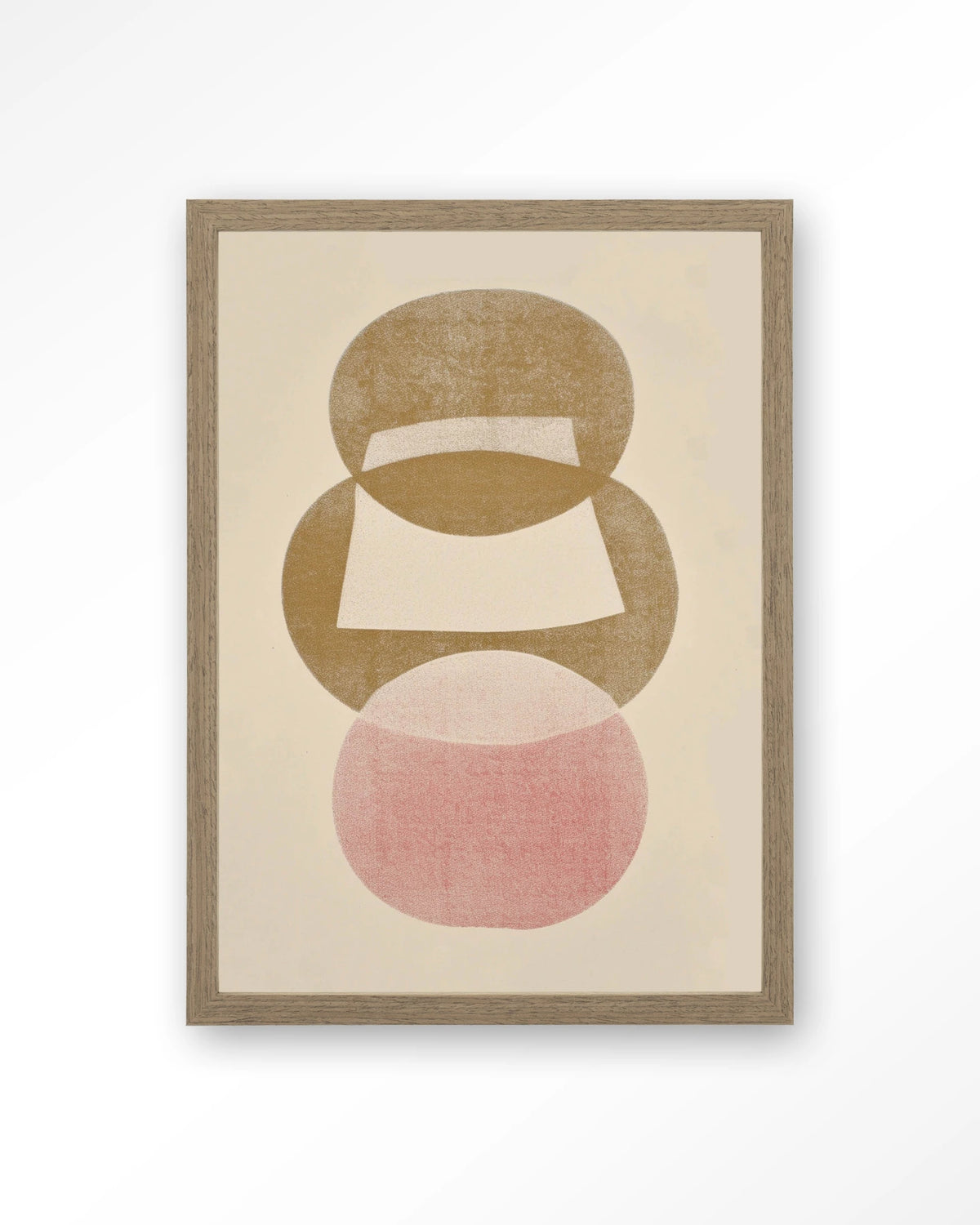 Figuras 1 – abstract in beige en roze – Art print – Hout bruin