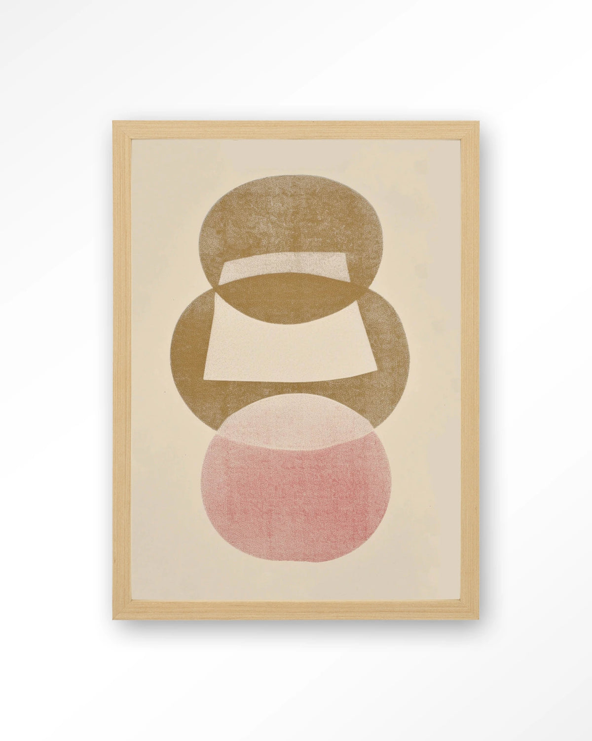 Figuras 1 – abstract in beige en roze – Art print – Hout naturel