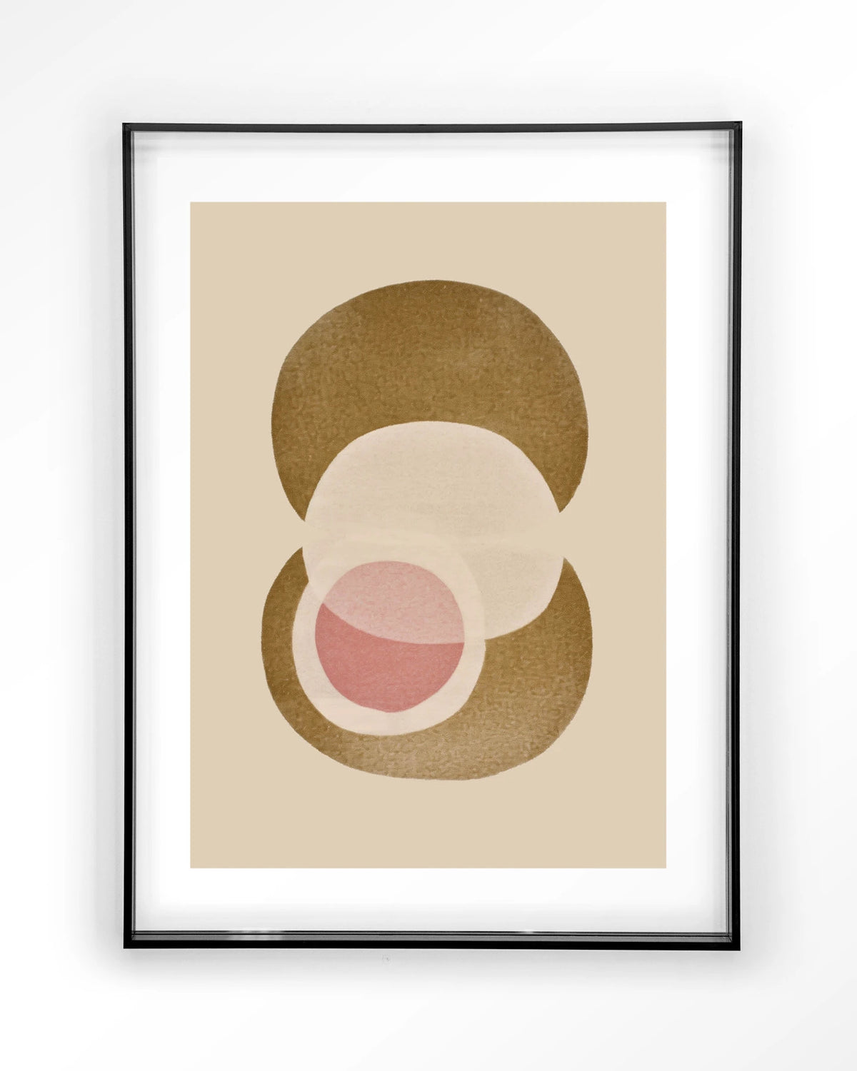 Figuras 2 – abstracte cirkels in beige en roze – Art print – Acryl zwart