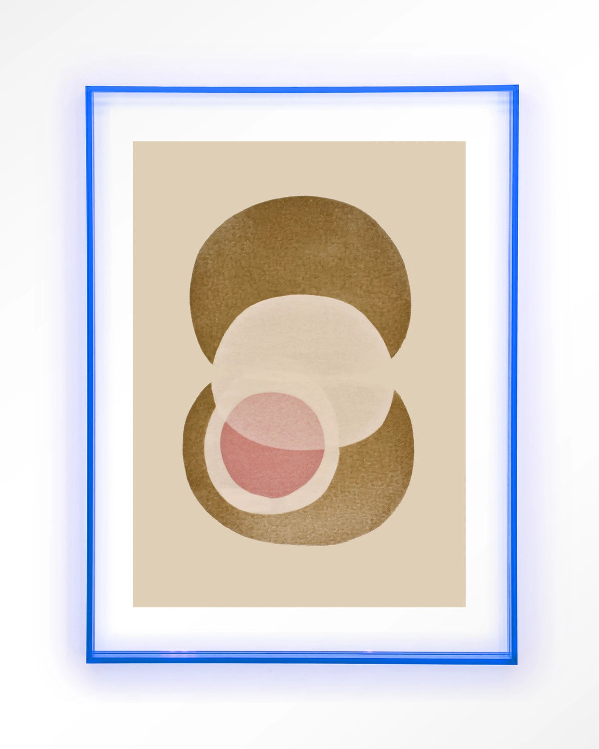 Figuras 2 – abstracte cirkels in beige en roze – Art print – Acryl lichtblauw