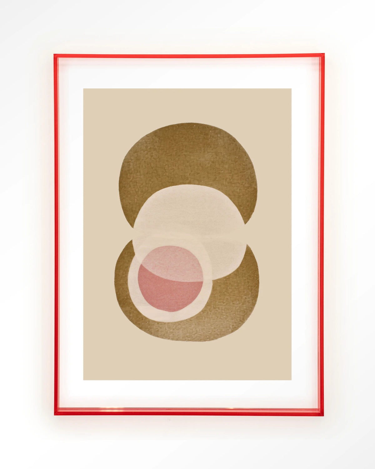 Figuras 2 – abstracte cirkels in beige en roze – Art print – Acryl roze
