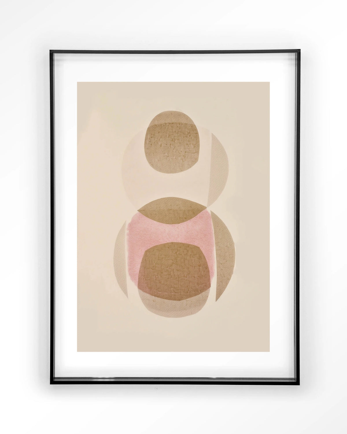 Figuras 3 – abstract met cirkels in beige en roze – Art print – Acryl zwart