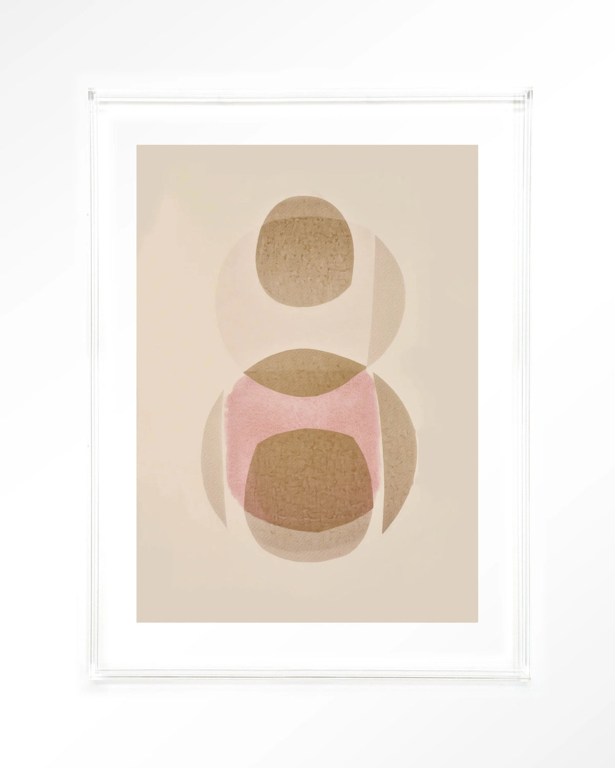 Figuras 3 – abstract met cirkels in beige en roze – Art print – Acryl doorzichtig