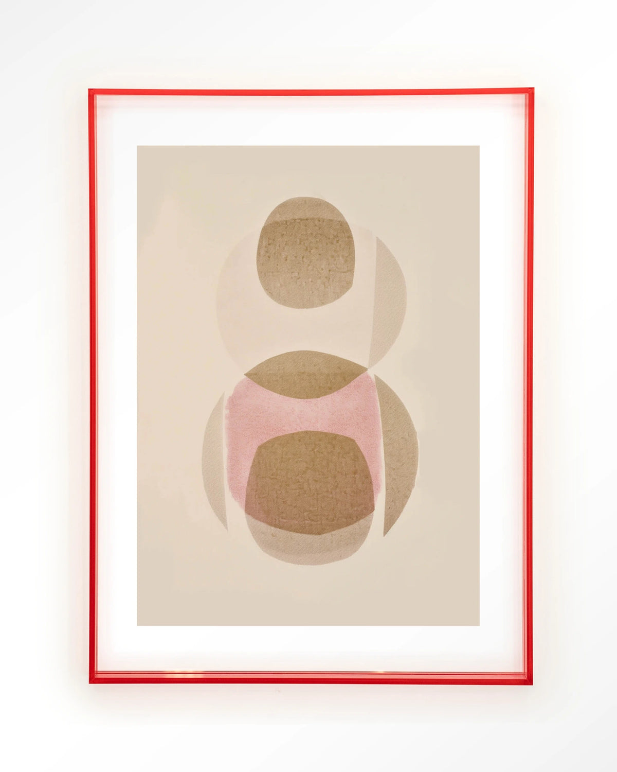Figuras 3 – abstract met cirkels in beige en roze – Art print – Acryl roze