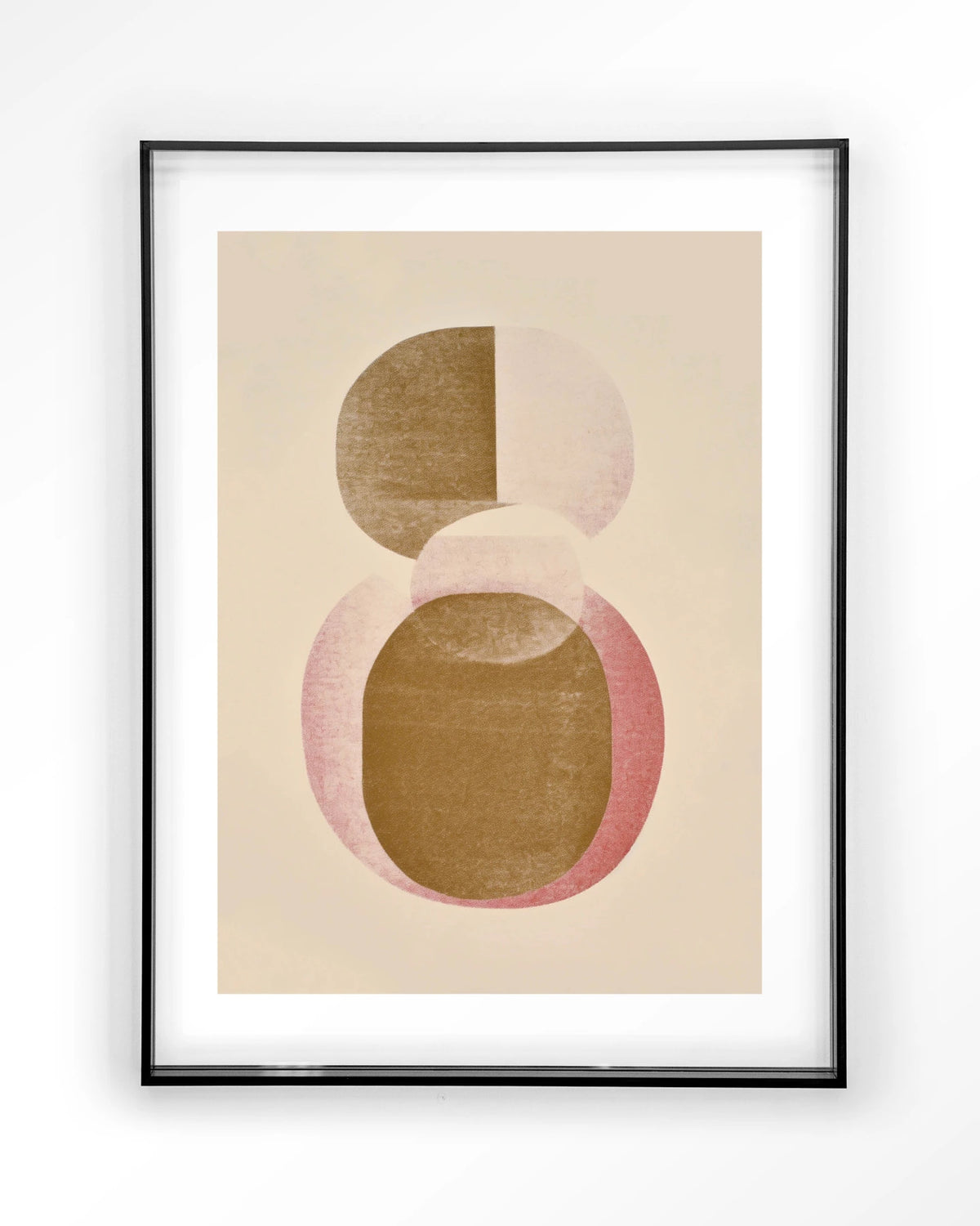 Figuras 4 – abstract in beige en goud met cirkels – Art print – Acryl zwart