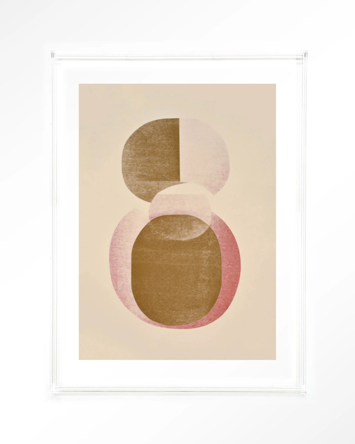 Figuras 4 – abstract in beige en goud met cirkels – Art print – Acryl doorzichtig