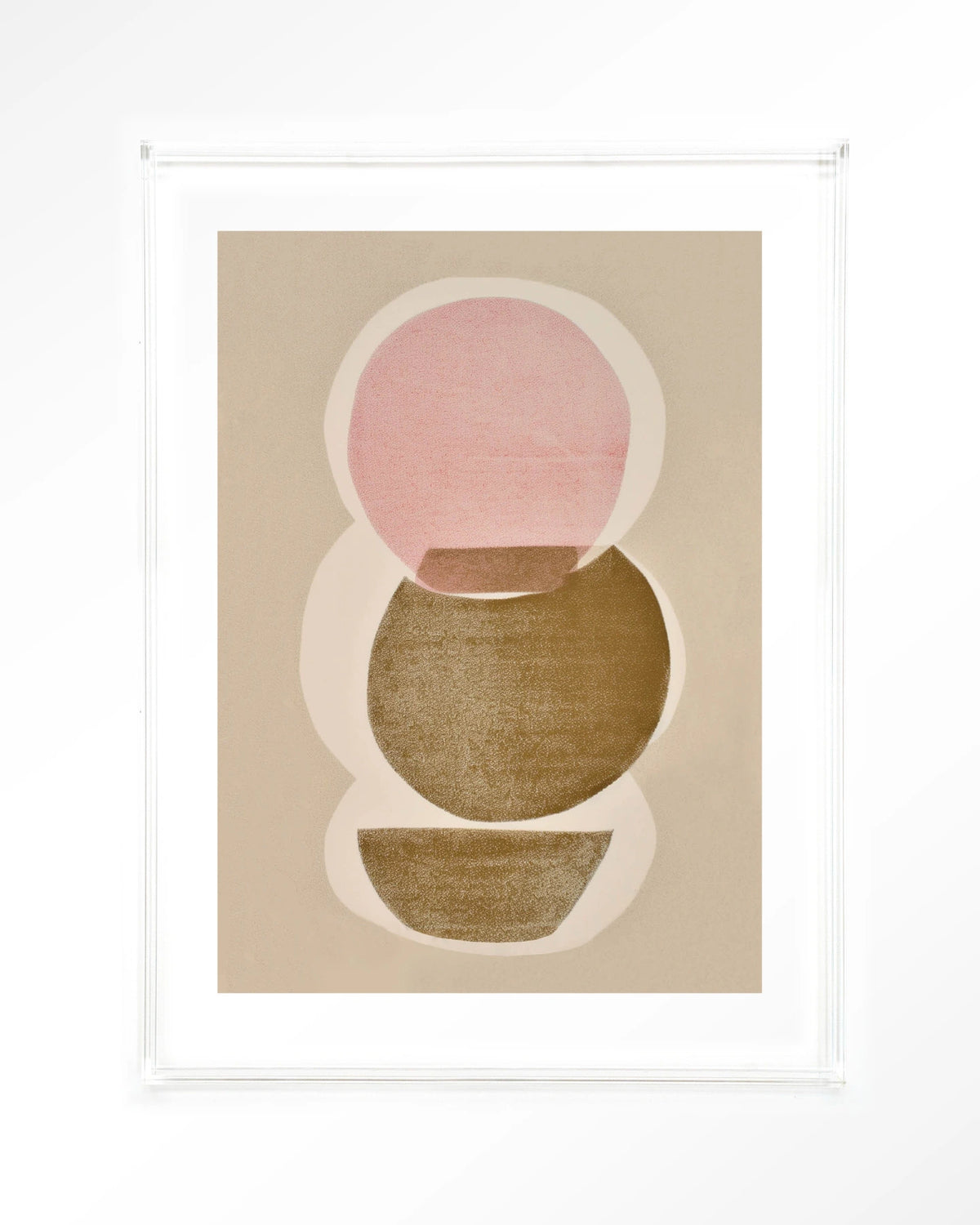 Figuras 5 – abstracte cirkels in roze en olijfgroen – Art print – Acryl doorzichtig
