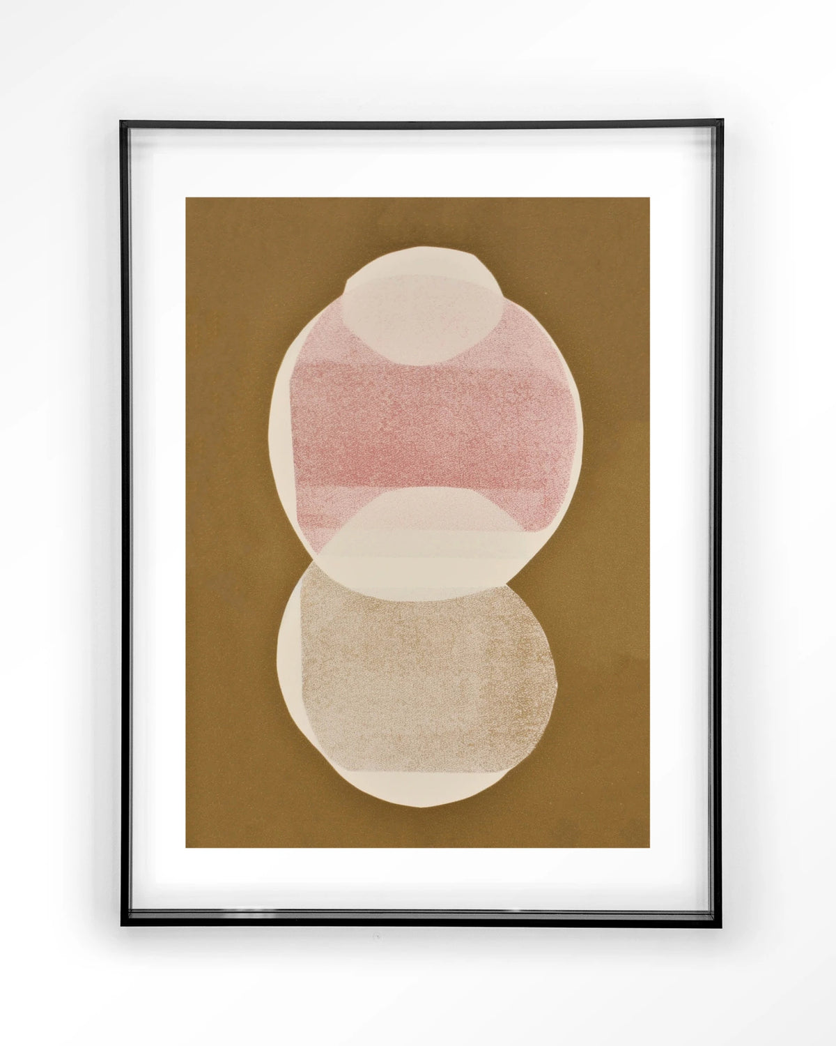 Figuras 6 – abstracte cirkels in roze en goud – Art print – Acryl zwart