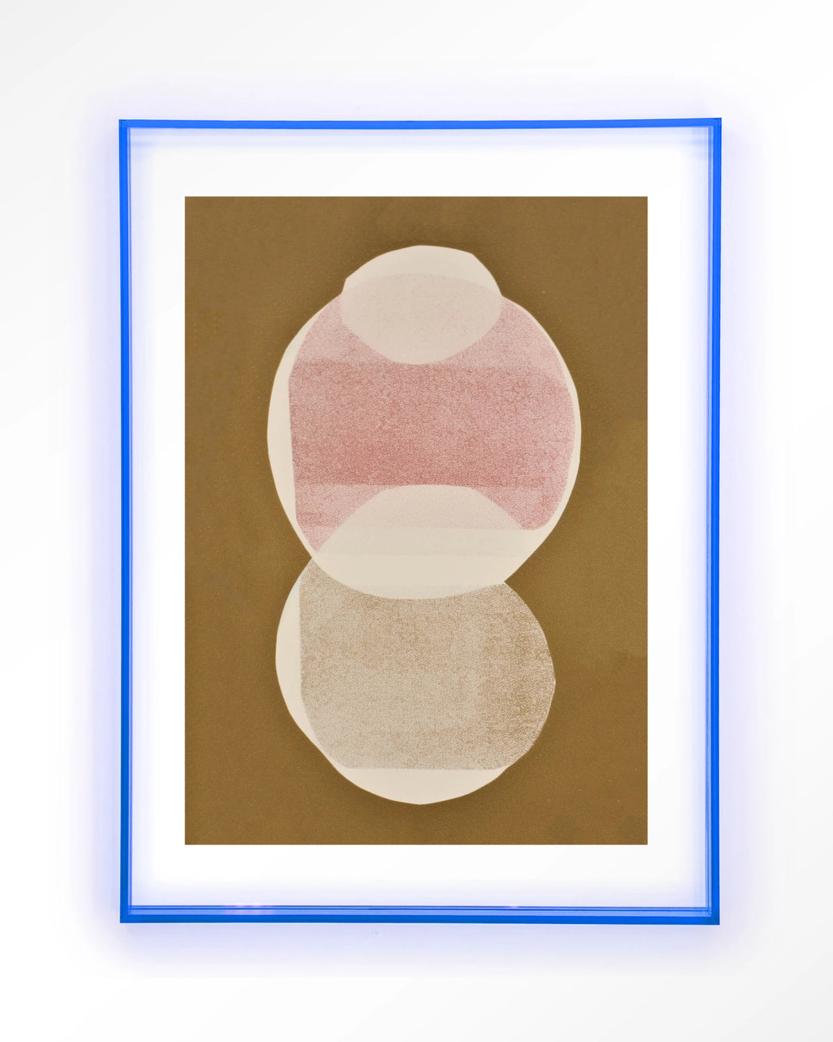 Figuras 6 – abstracte cirkels in roze en goud – Art print – Acryl lichtblauw