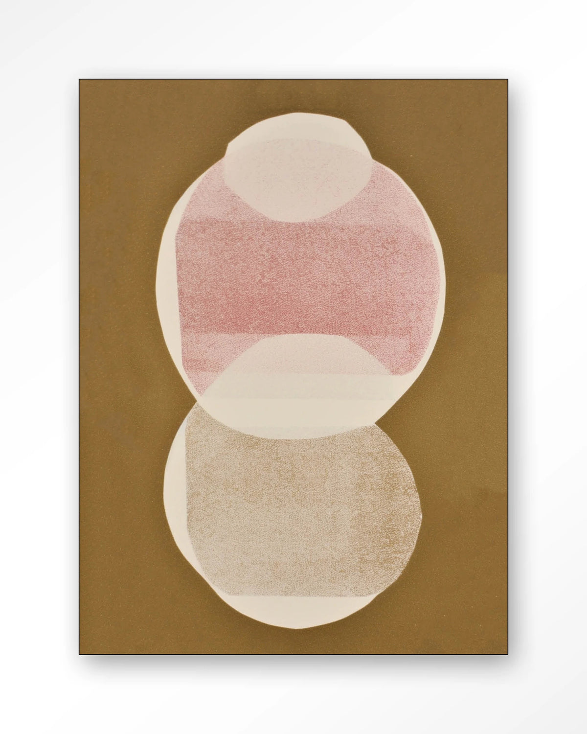 Figuras 6 – abstracte cirkels in roze en goud – Wandkleed – Frame – zwart