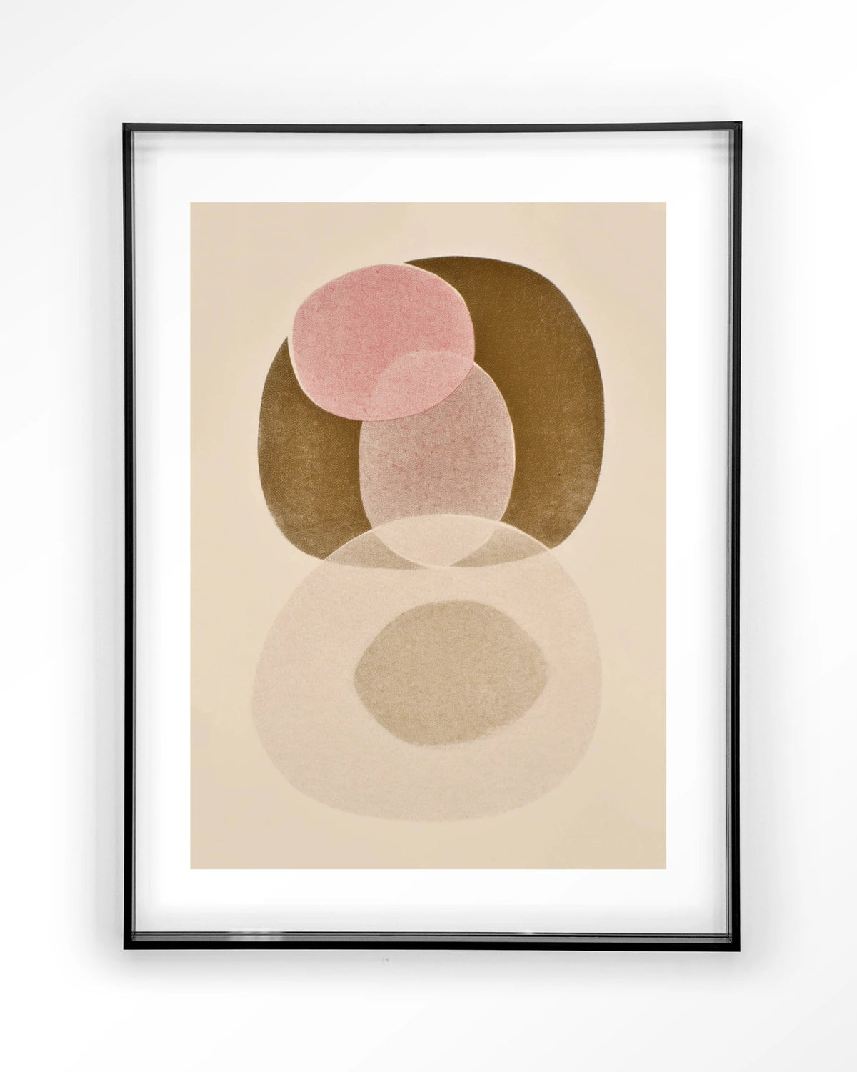 Figuras 7 – abstract cirkels in roze en beige – Art print – Acryl zwart