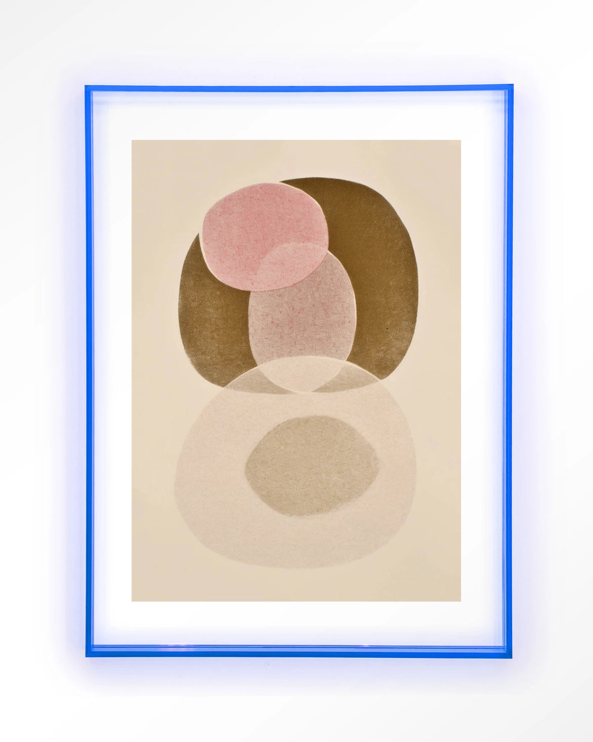 Figuras 7 – abstract cirkels in roze en beige – Art print – Acryl lichtblauw