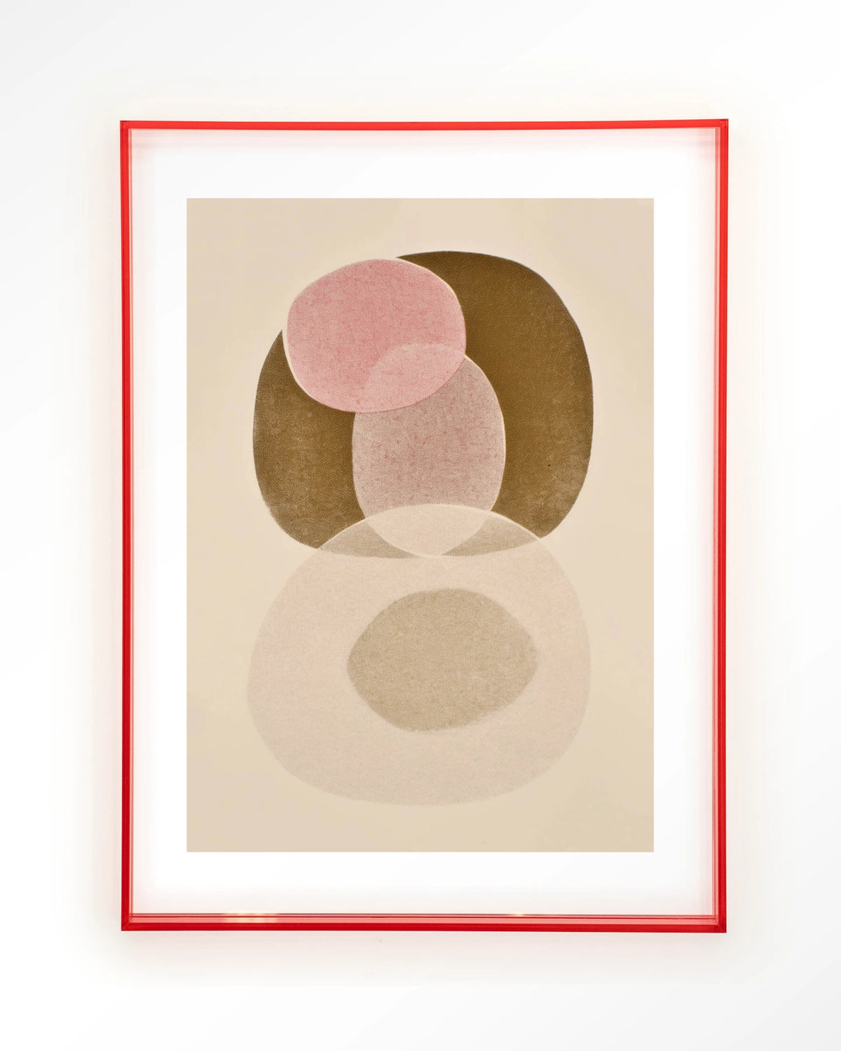 Figuras 7 – abstract cirkels in roze en beige – Art print – Acryl roze