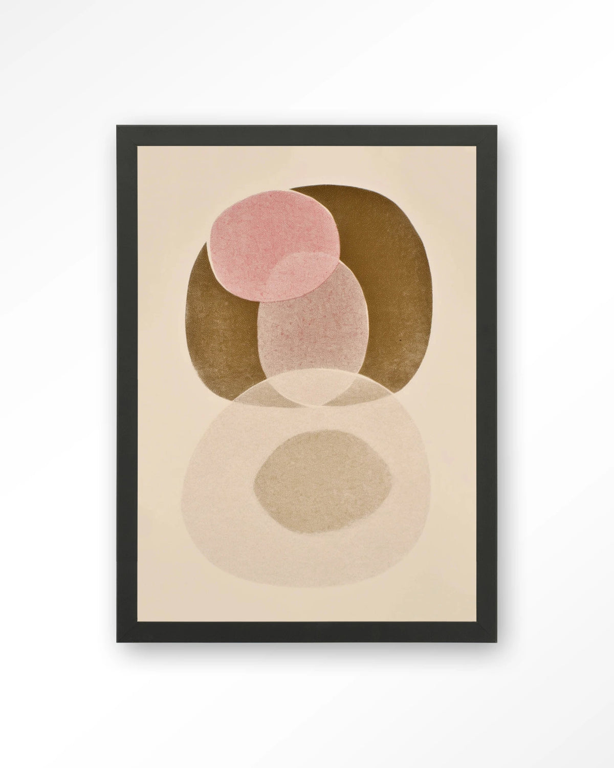 Figuras 7 – abstract cirkels in roze en beige – Art print – Hout zwart