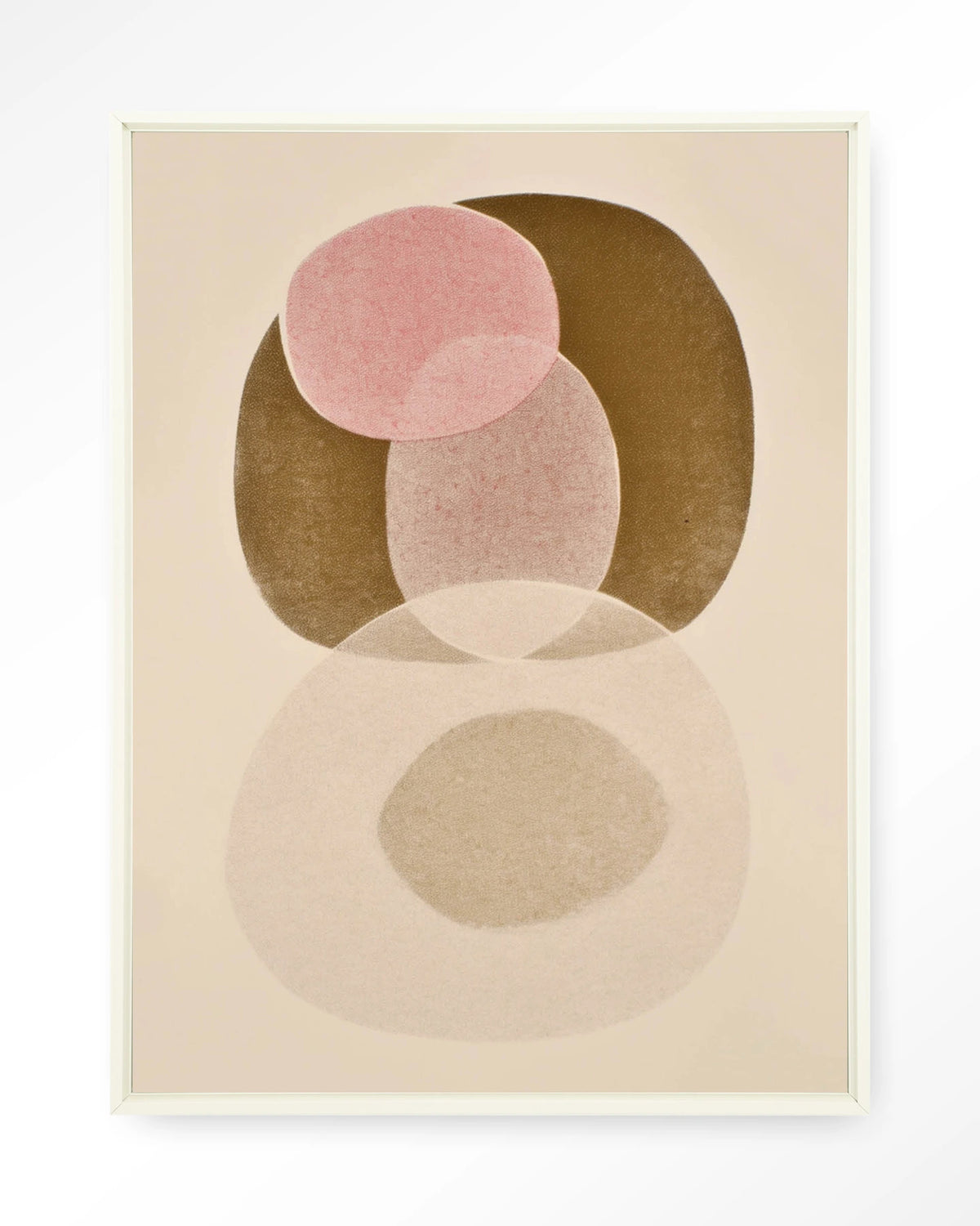 Figuras 7 – abstract cirkels in roze en beige – Wandkleed – Floating frame – wit