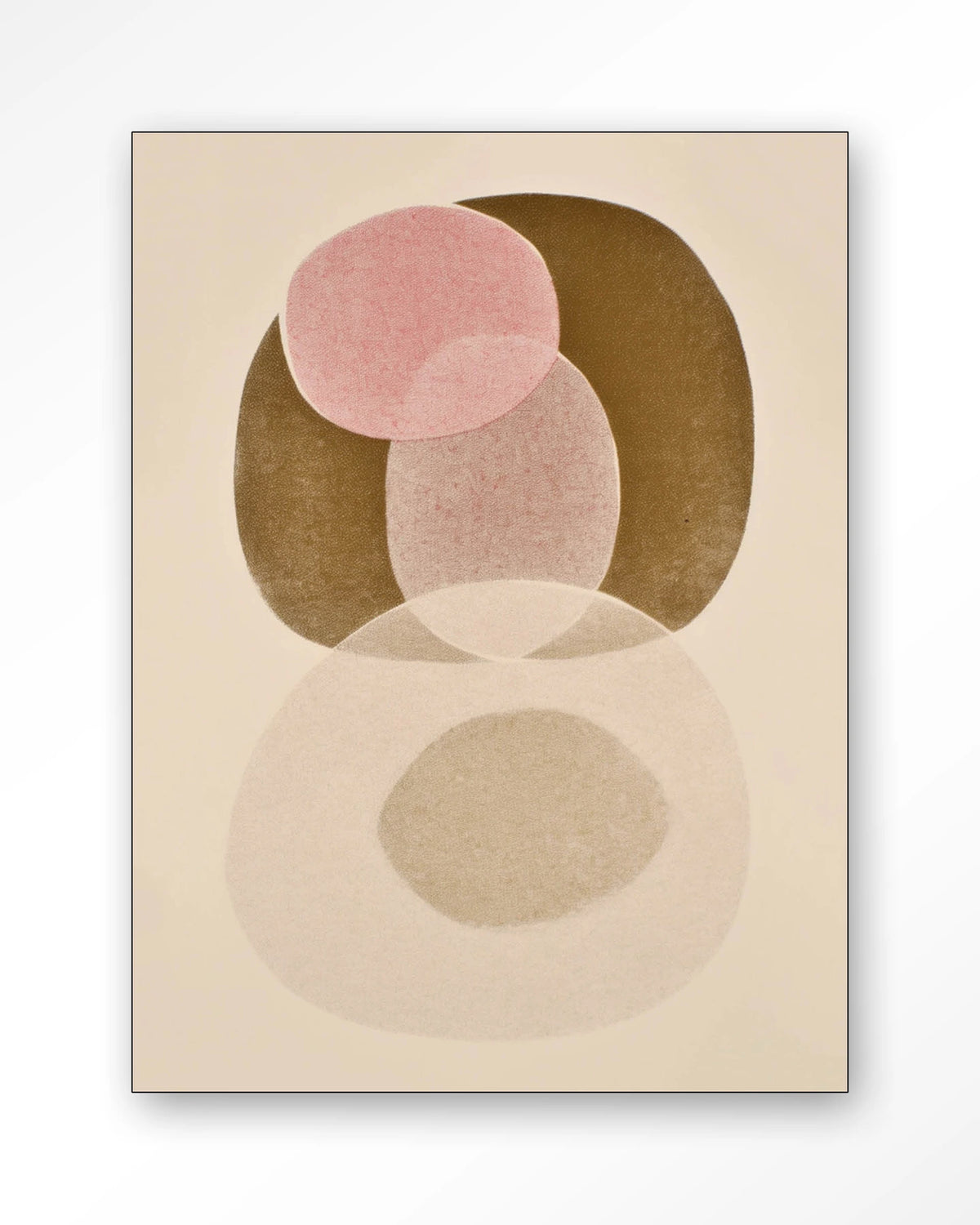 Figuras 7 – abstract cirkels in roze en beige – Wandkleed – Frame – zwart