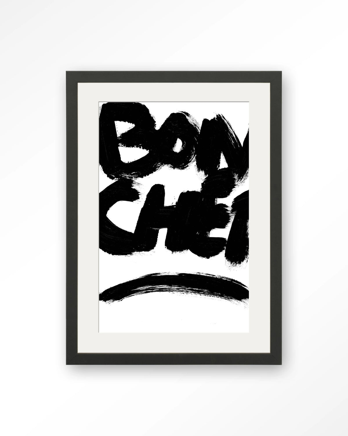 Bon Chef – tekst Bon Chef – Art print – Hout zwart + passe-partout