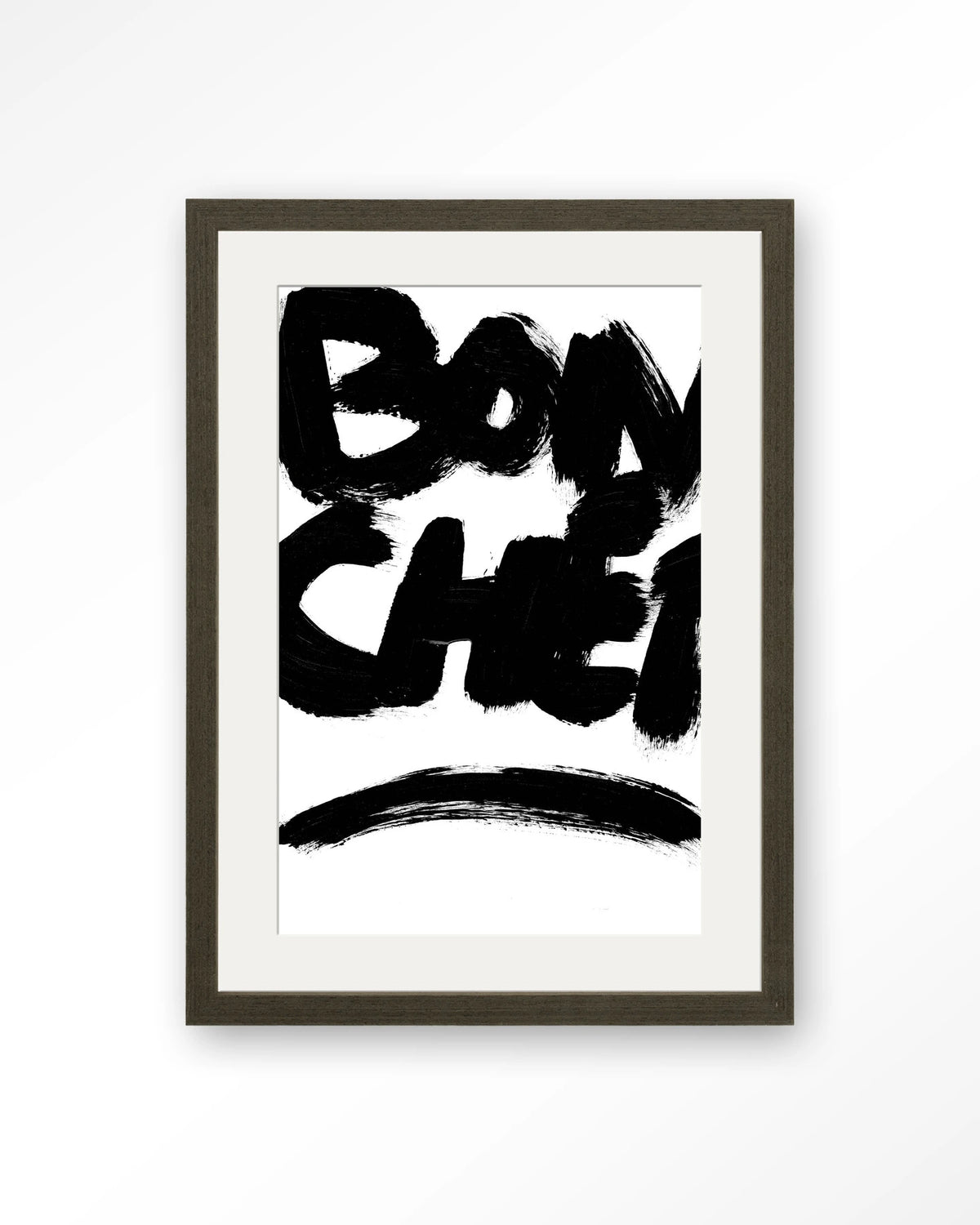 Bon Chef – tekst Bon Chef – Art print – Hout donkerbruin + passe-partout
