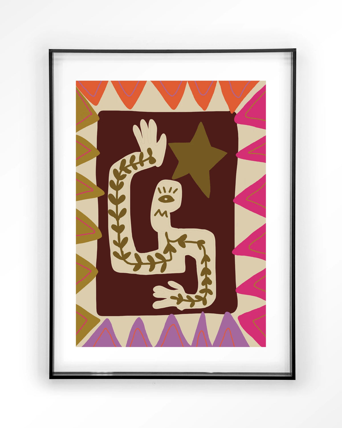 Wave – figuur met ster in kleurrijk patroon – Art print – Acryl zwart