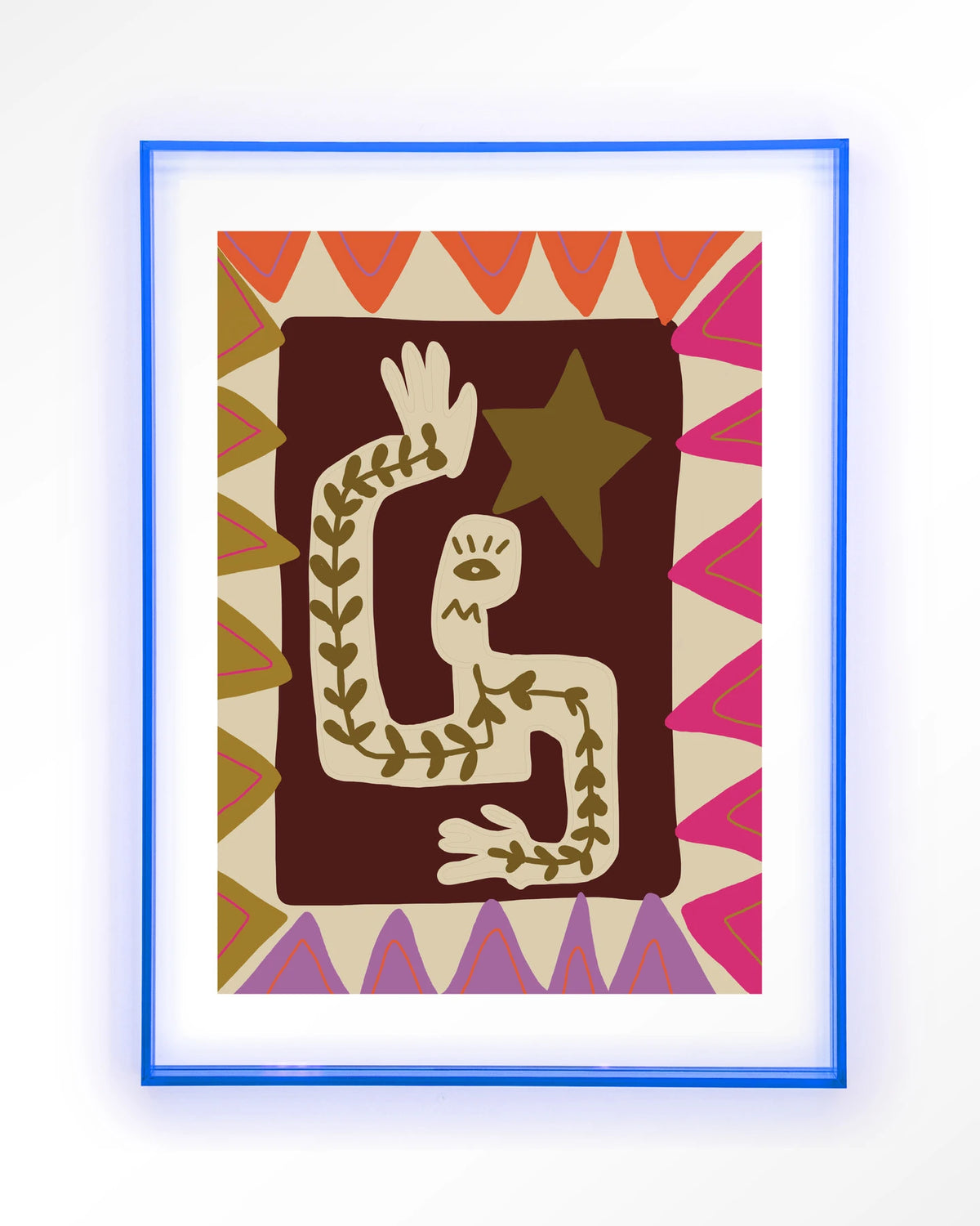 Wave – figuur met ster in kleurrijk patroon – Art print – Acryl lichtblauw