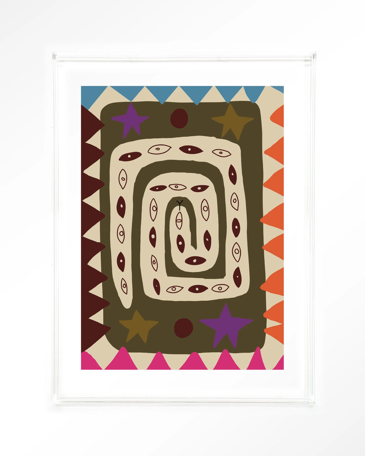 Snake Eye – slang met ogen in kleurrijk patroon – Art print – Acryl doorzichtig