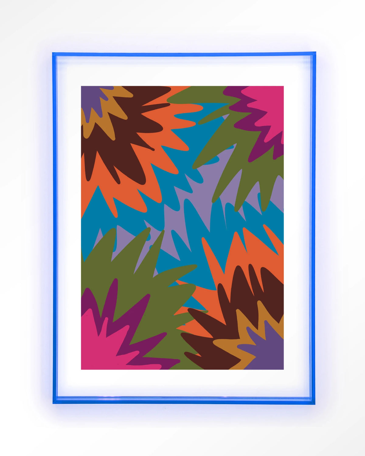 Fireworks – abstract in felle kleuren – Art print – Acryl lichtblauw