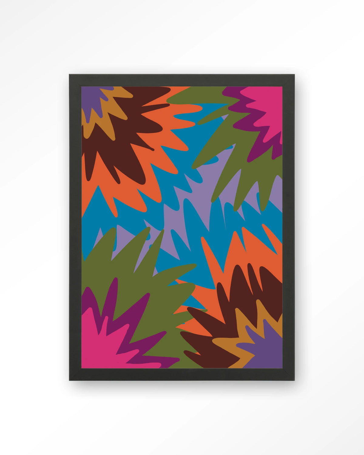 Fireworks – abstract in felle kleuren – Art print – Hout zwart