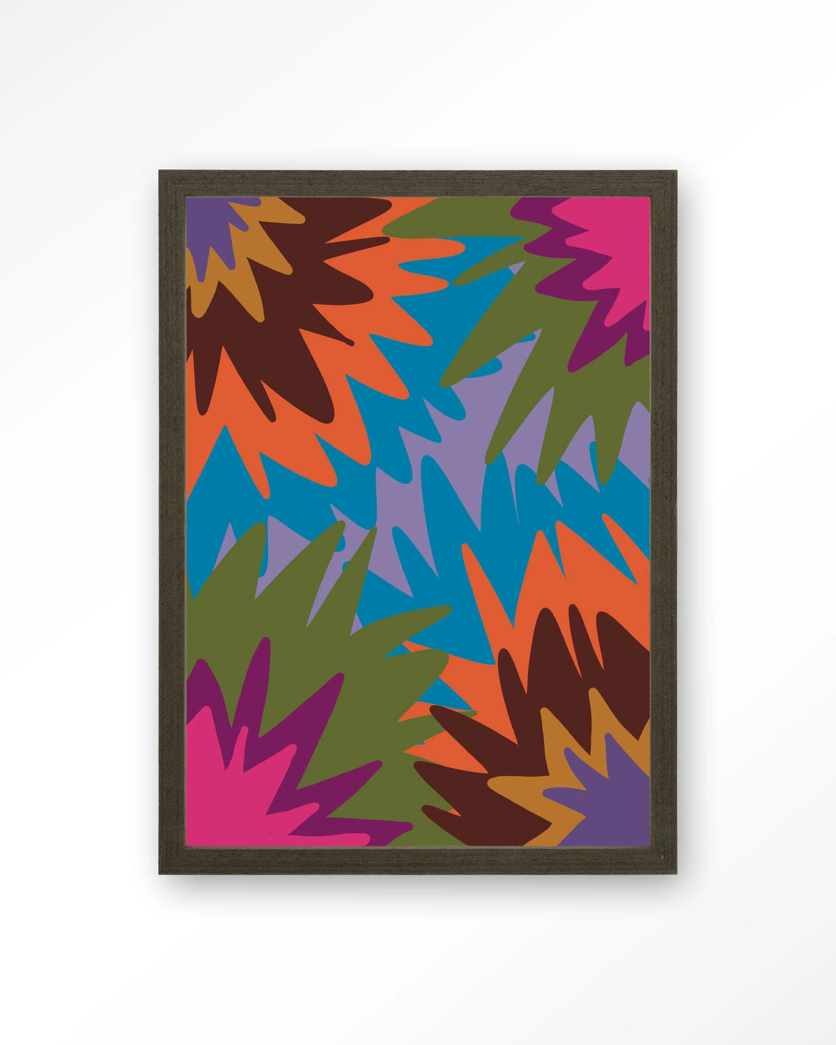 Fireworks – abstract in felle kleuren – Art print – Hout donkerbruin
