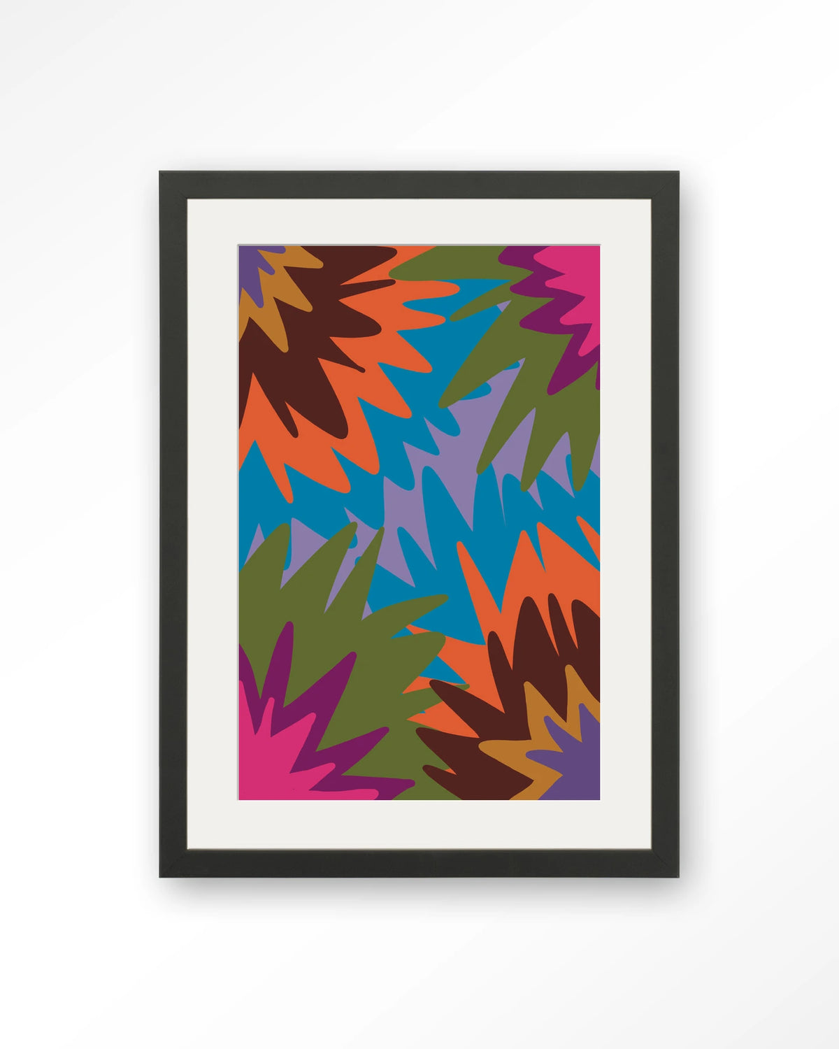 Fireworks – abstract in felle kleuren – Art print – Hout zwart + passe-partout