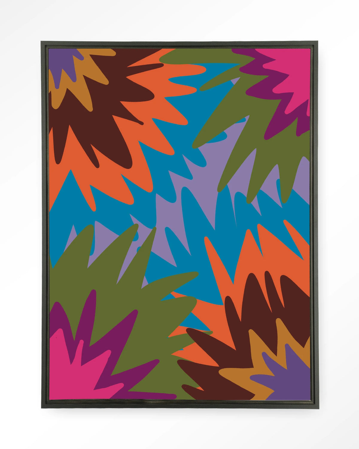 Fireworks – abstract in felle kleuren – Wandkleed – Floating frame – zwart