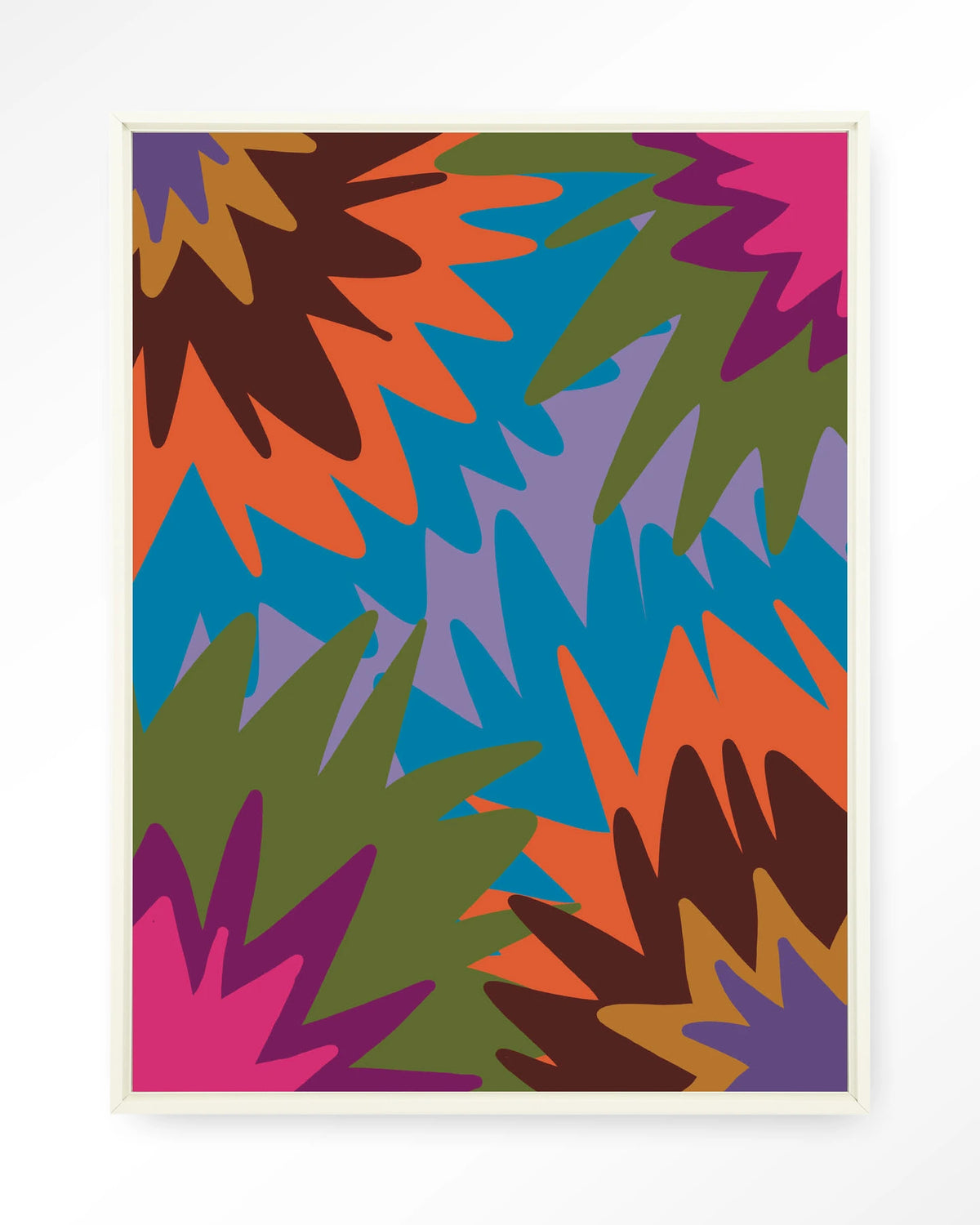 Fireworks – abstract in felle kleuren – Wandkleed – Floating frame – wit
