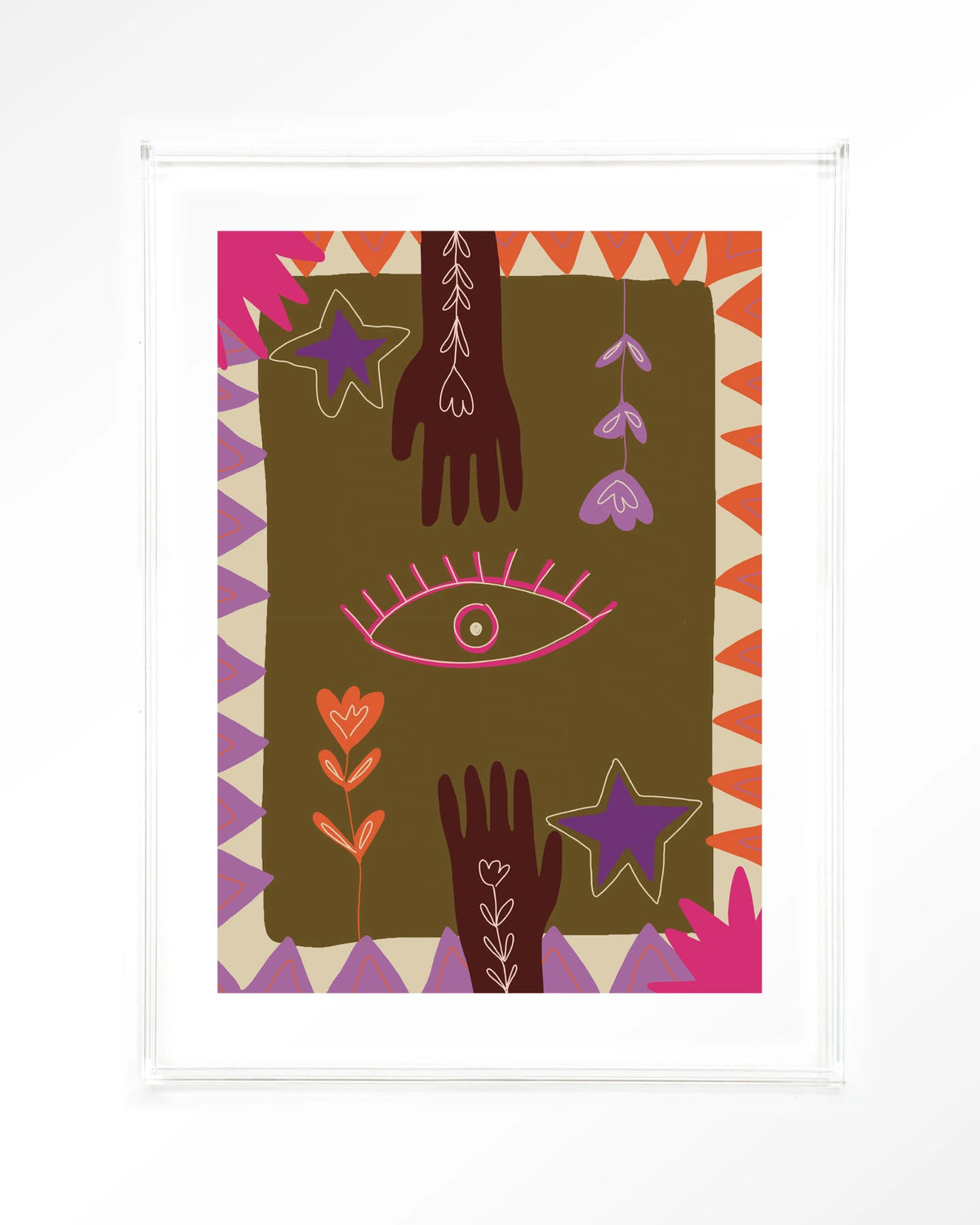 Hands – handen en oog in boho-stijl – Art print – Acryl doorzichtig