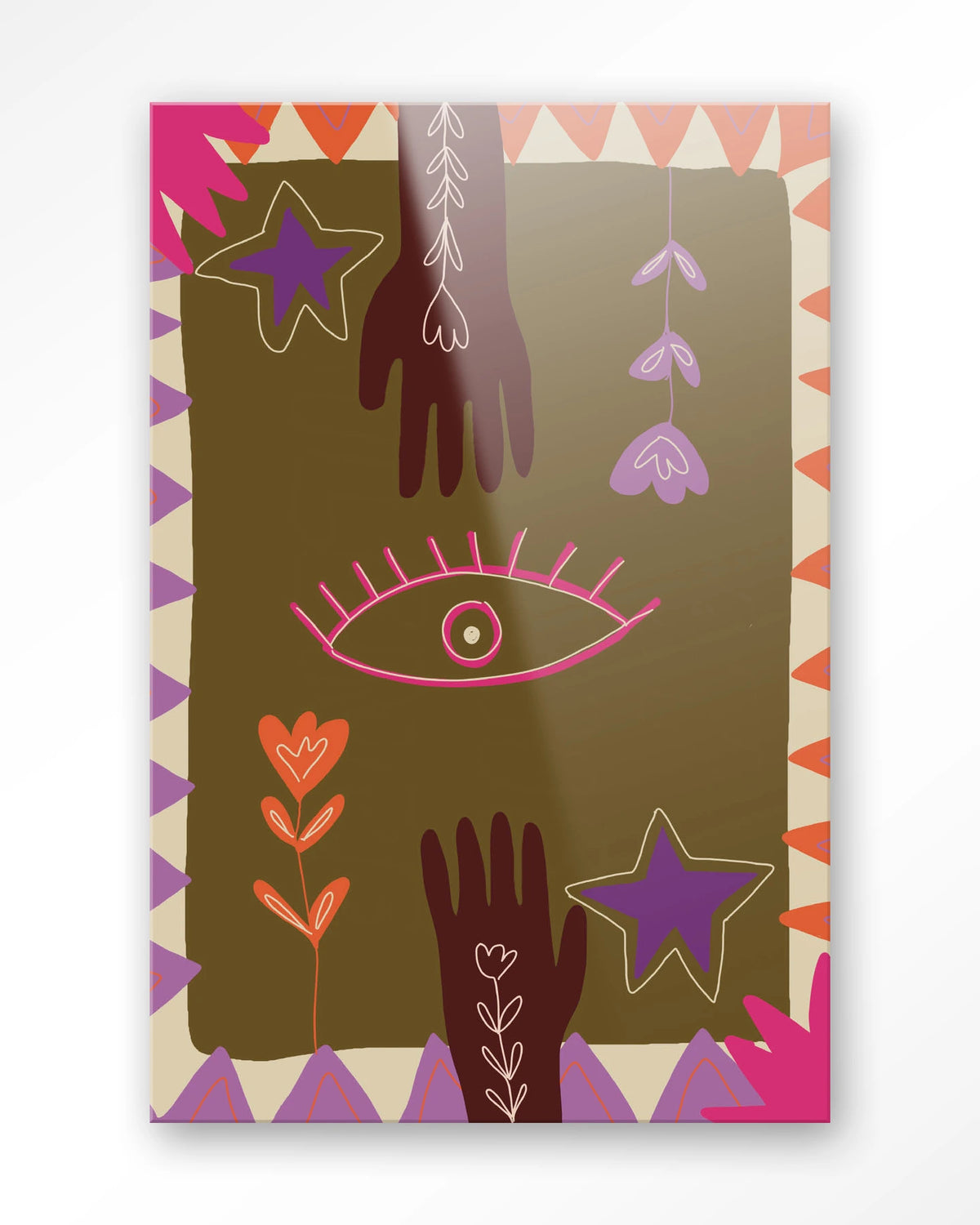 Hands – handen en oog in boho-stijl – Glas – Blinde montage