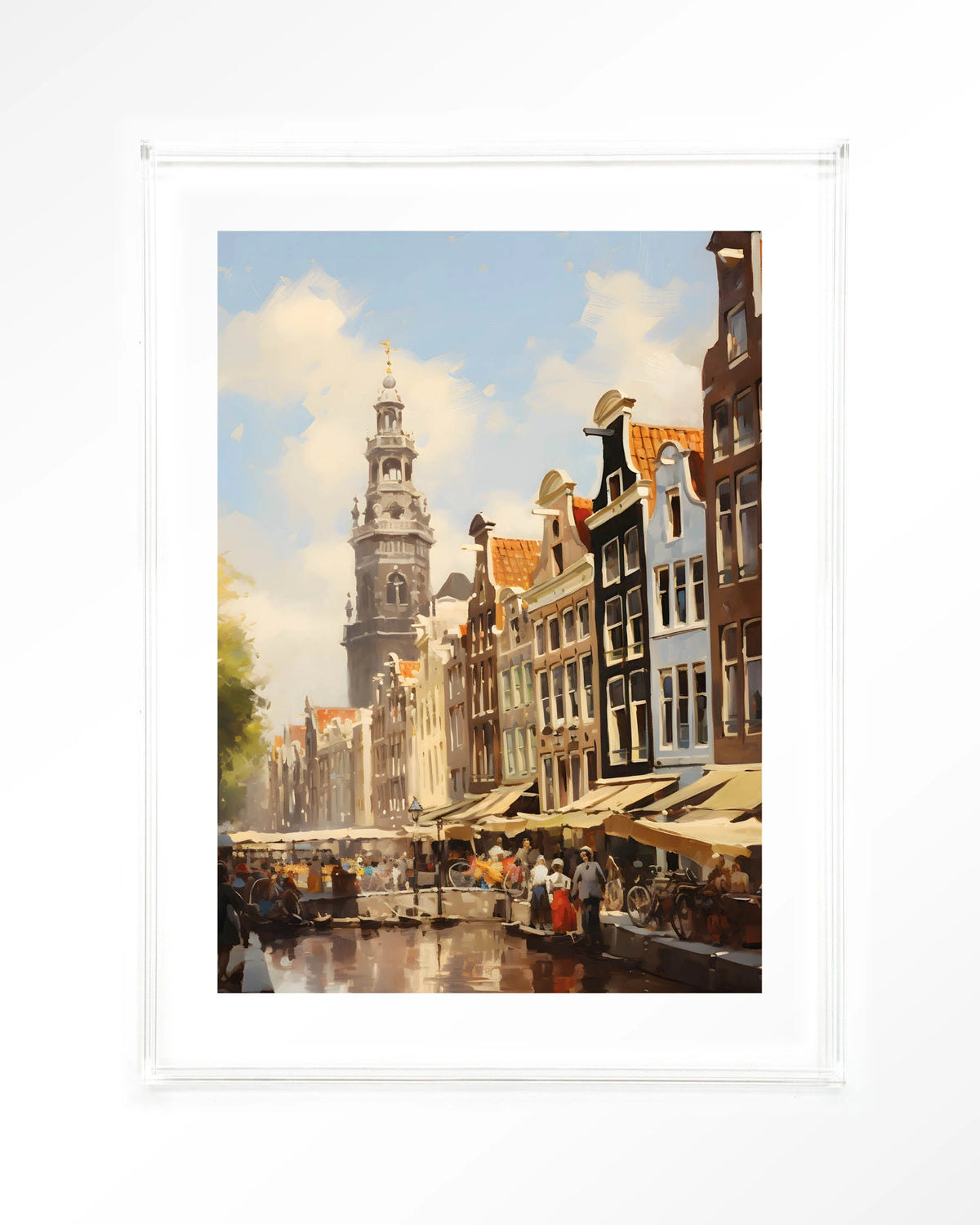 Amsterdam – amsterdamse gracht met markt – Art print – Acryl doorzichtig