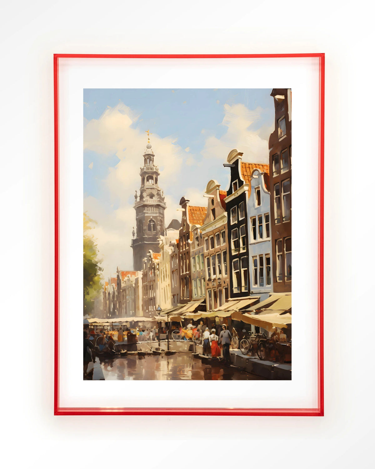 Amsterdam – amsterdamse gracht met markt – Art print – Acryl roze