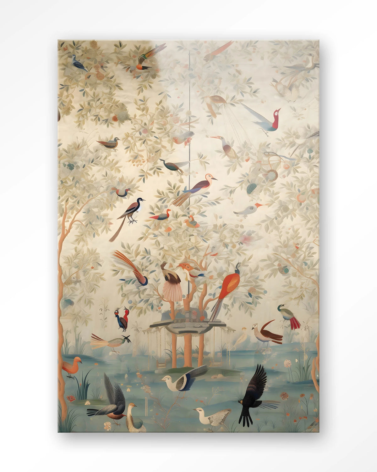 Oriental Day – vogels in boom, oosters landschap – Glas – Blinde montage