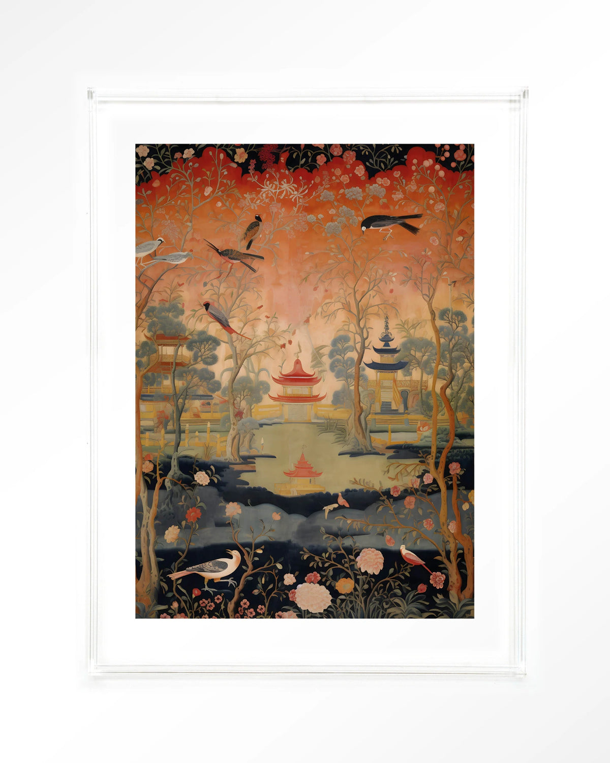 Oriental Night – oosters landschap met vogels – Art print – Acryl doorzichtig