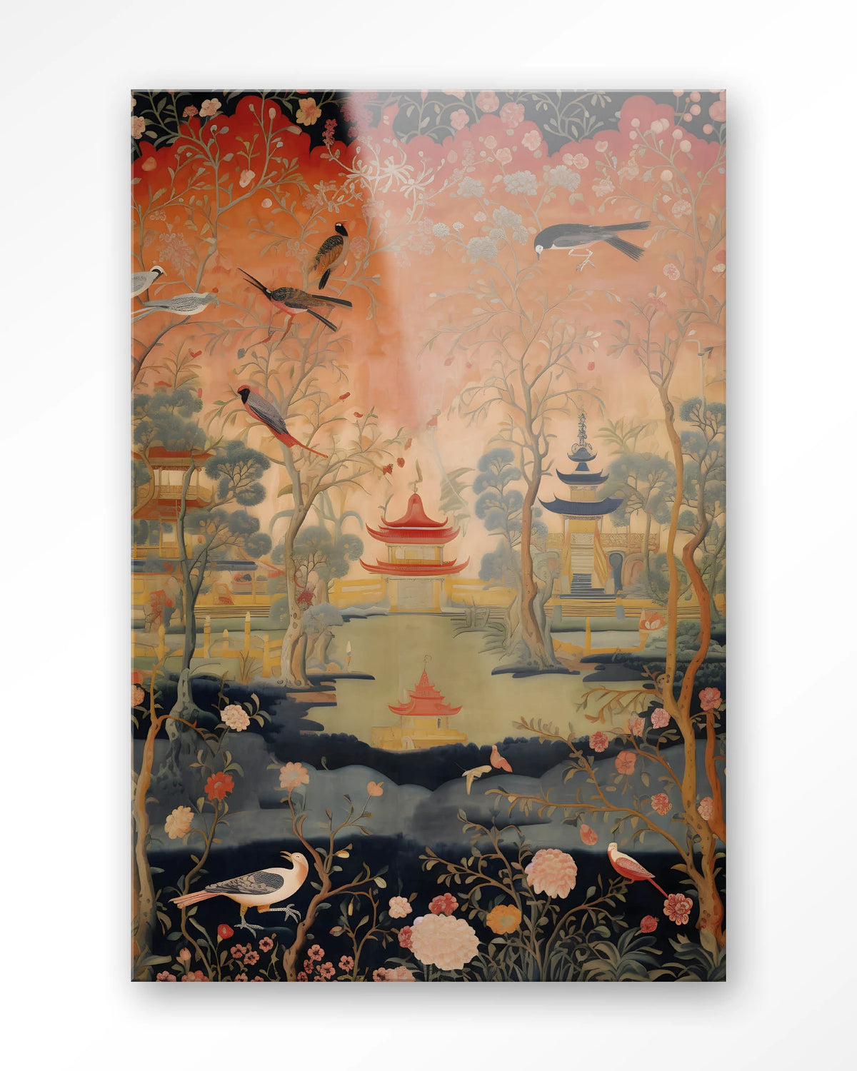 Oriental Night – oosters landschap met vogels – Glas – Blinde montage