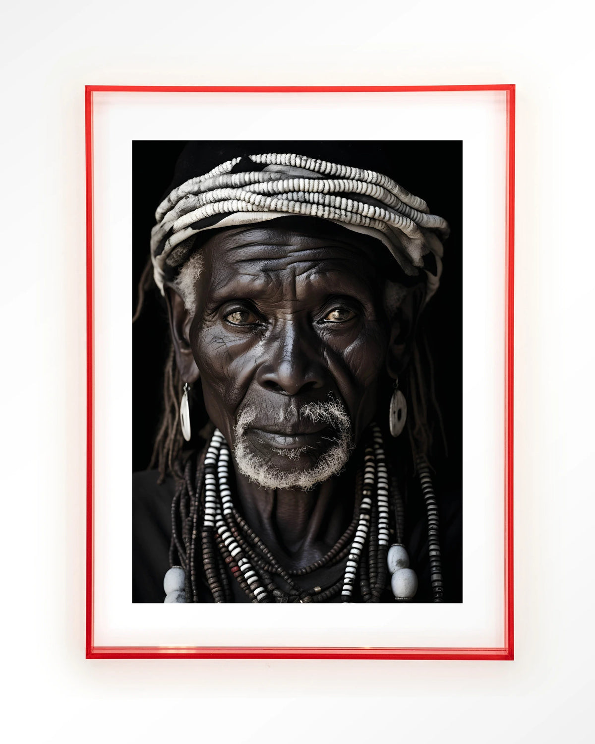 Kabila – Afrikaanse man met kralen – Art print – Acryl roze