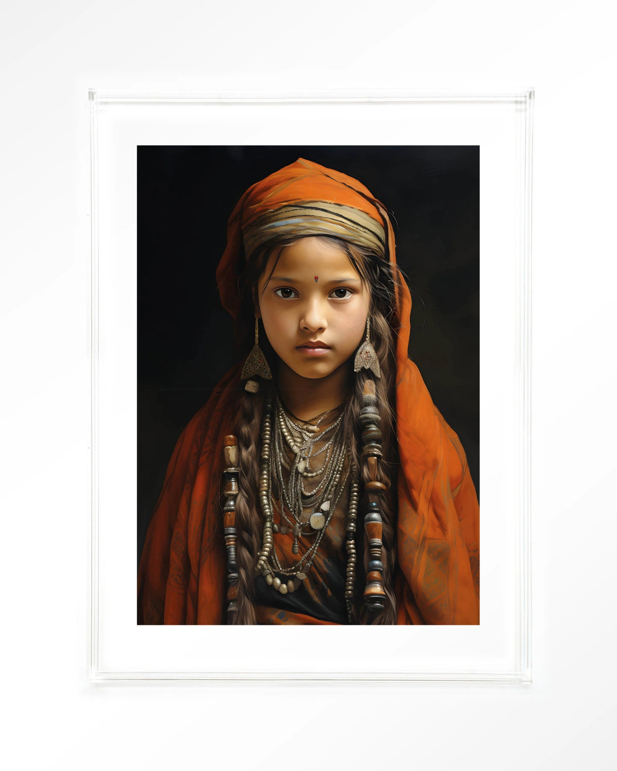 Traditional Girl – meisje in traditionele kleding – Art print – Acryl doorzichtig