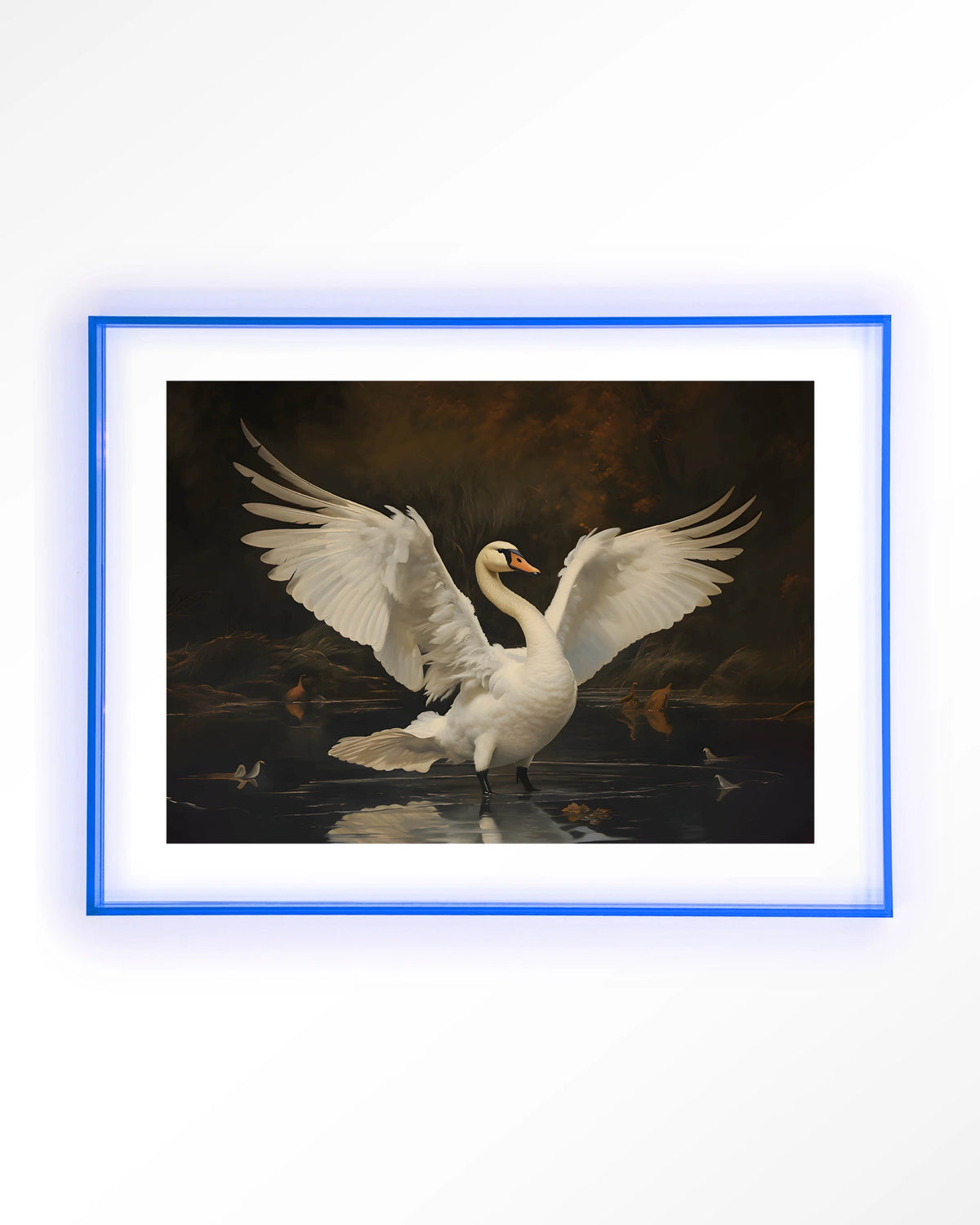 Swan Lake – zwaan op meer – Art print – Acryl lichtblauw