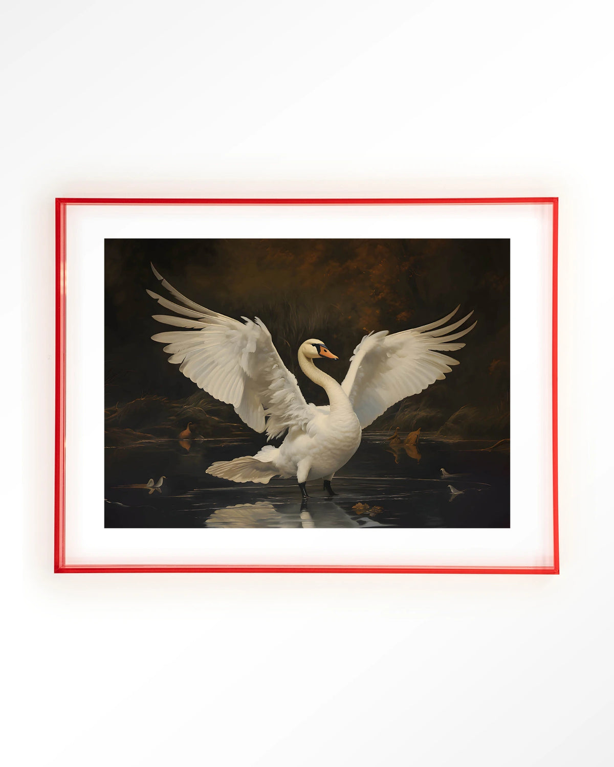 Swan Lake – zwaan op meer – Art print – Acryl roze
