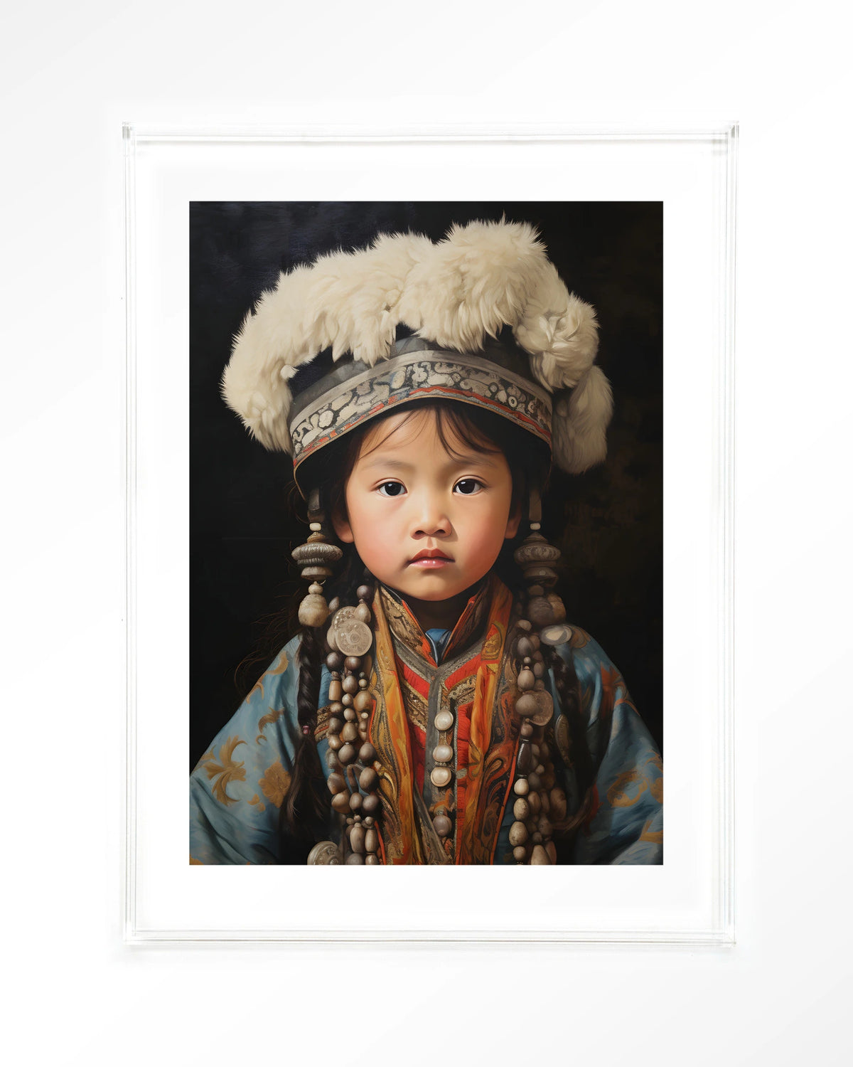Traditional Child 1 – portret van kind in traditionele kleding – Art print – Acryl doorzichtig