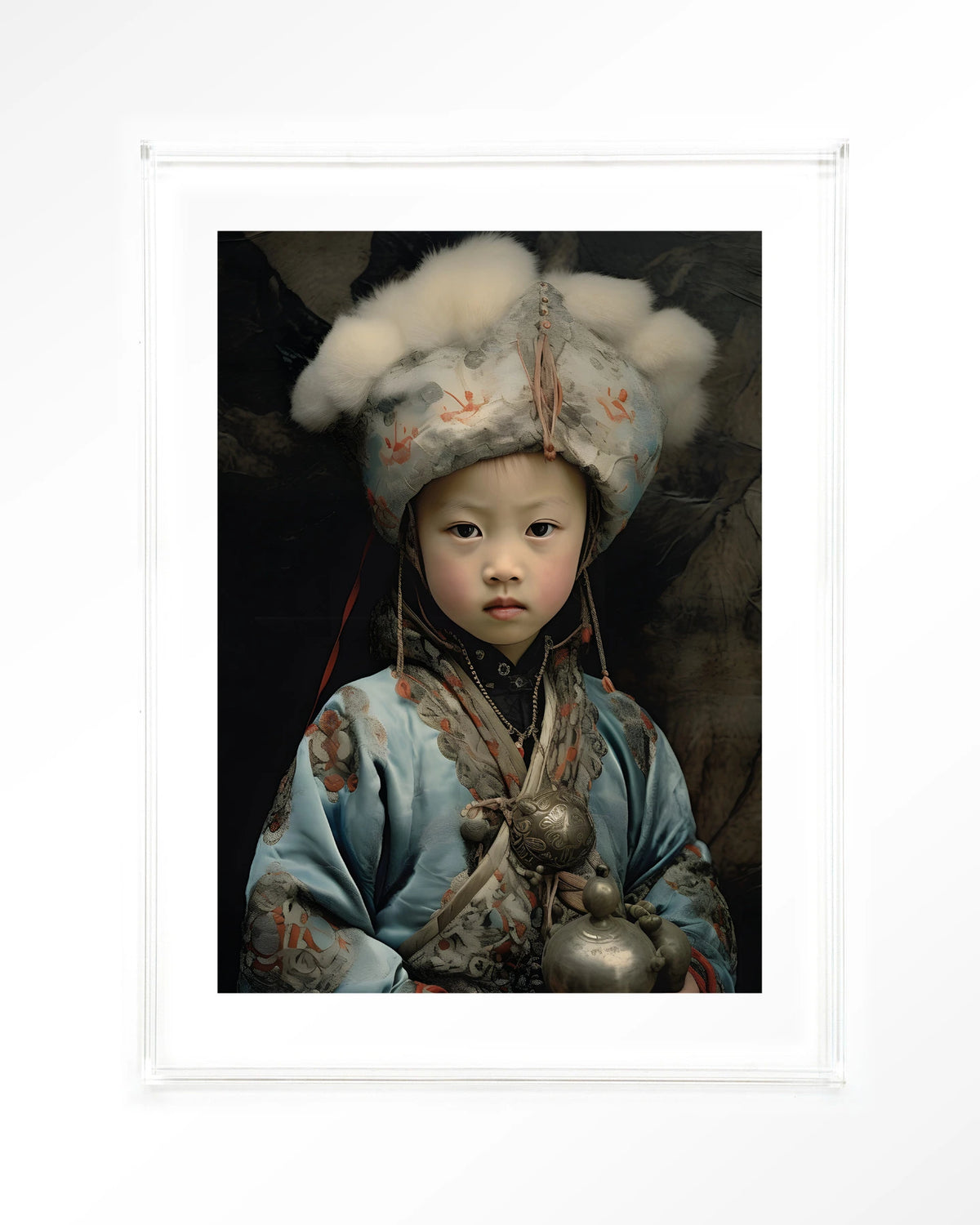 Traditional Child 2 – portret van een kind in traditionele kleding – Art print – Acryl doorzichtig