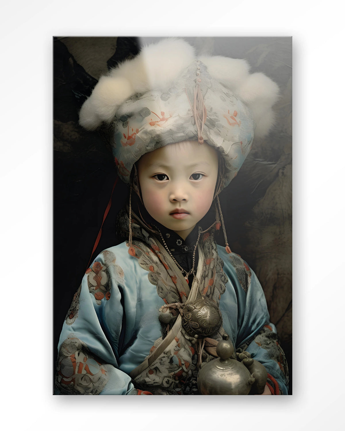 Traditional Child 2 – portret van een kind in traditionele kleding – Glas – Blinde montage