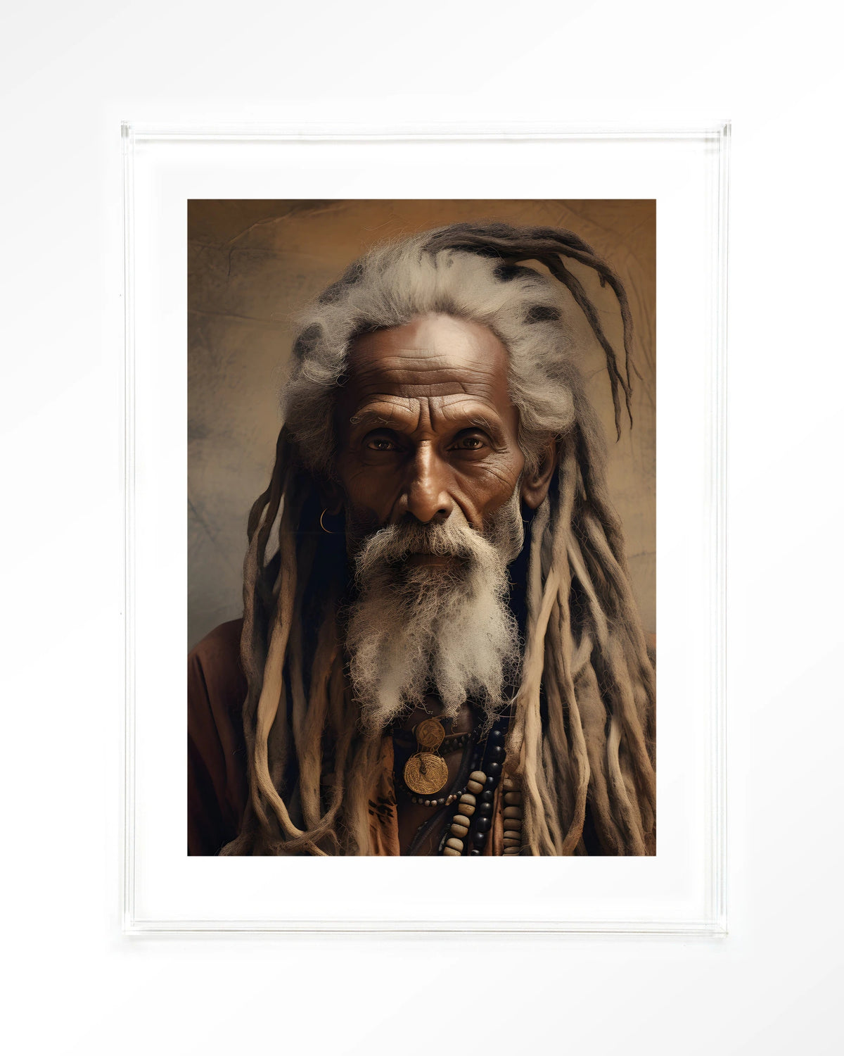 Wise Man – portret van een oude man met dreadlocks – Art print – Acryl doorzichtig